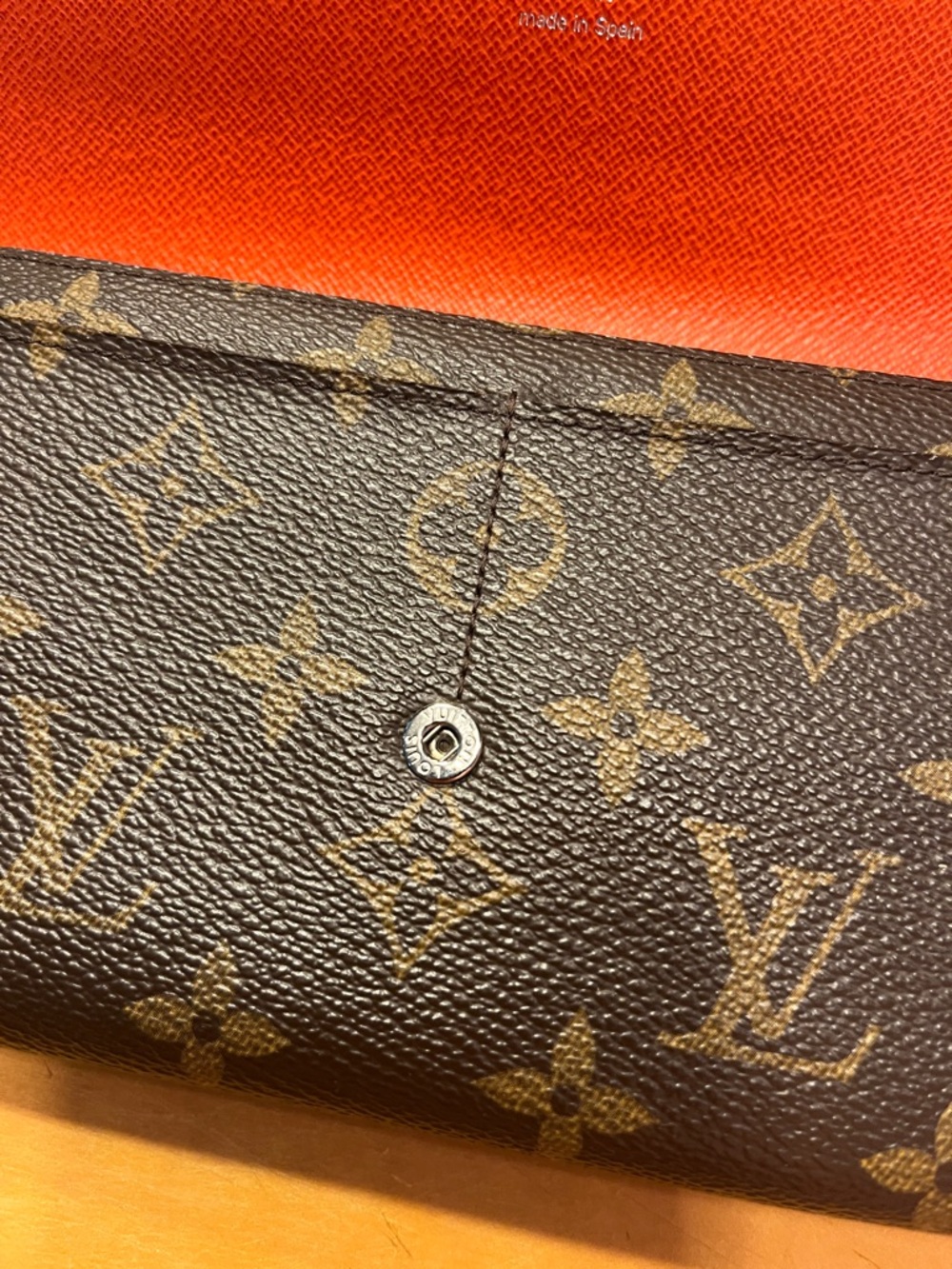 Louis Vuitton Monogram Canvas Wallet with Orange Epi Leather Flap - Picture 5 of 11